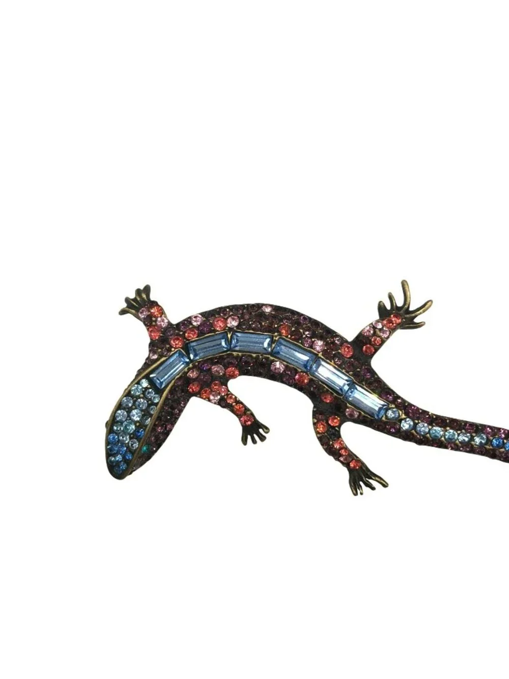 Jay Strongwater Lizard Salamander Pink Blue Swarovski Crystal Stones Brooch Pin